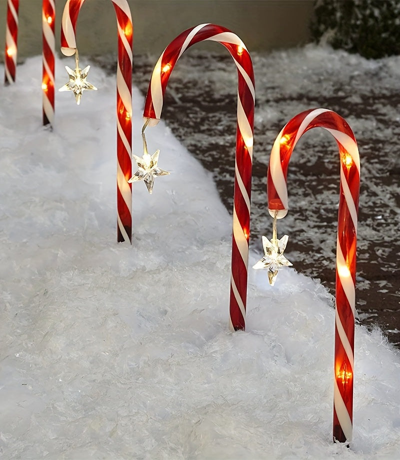 Solar-Powered Christmas Candy Cane Lights