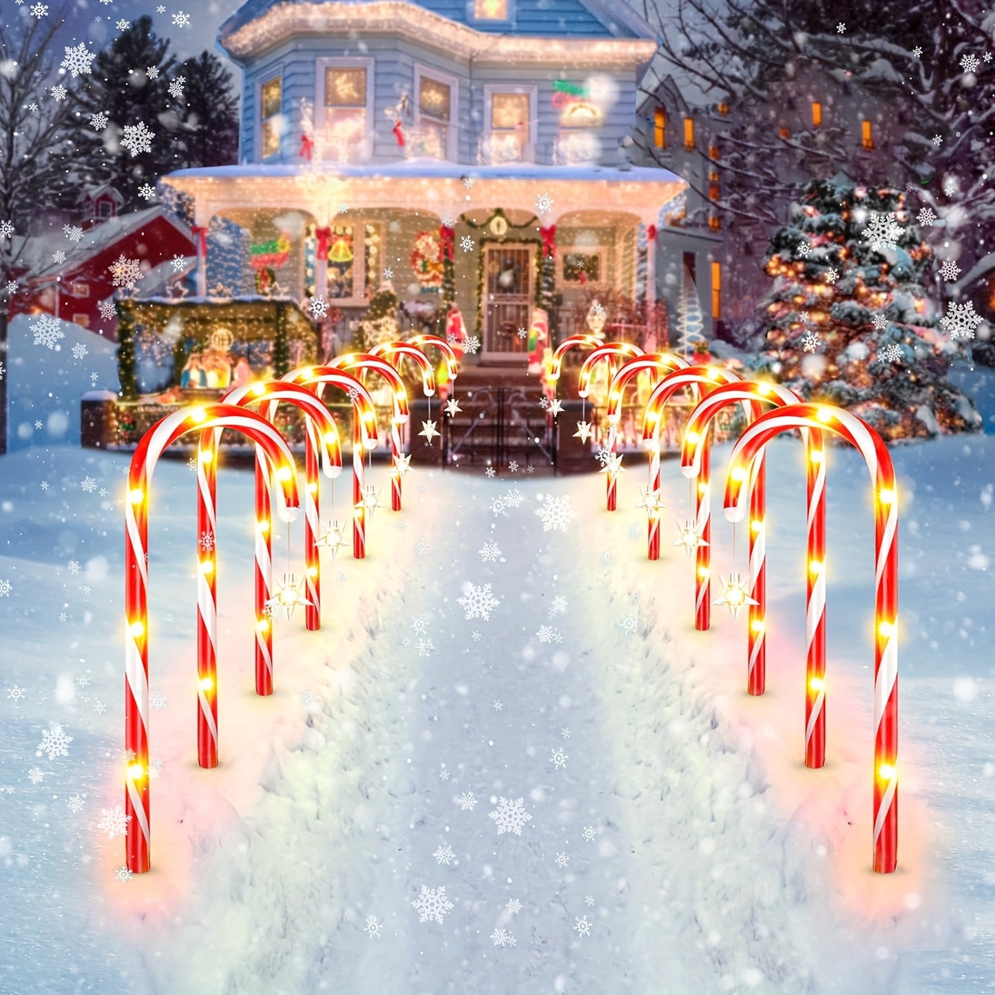 Solar-Powered Christmas Candy Cane Lights