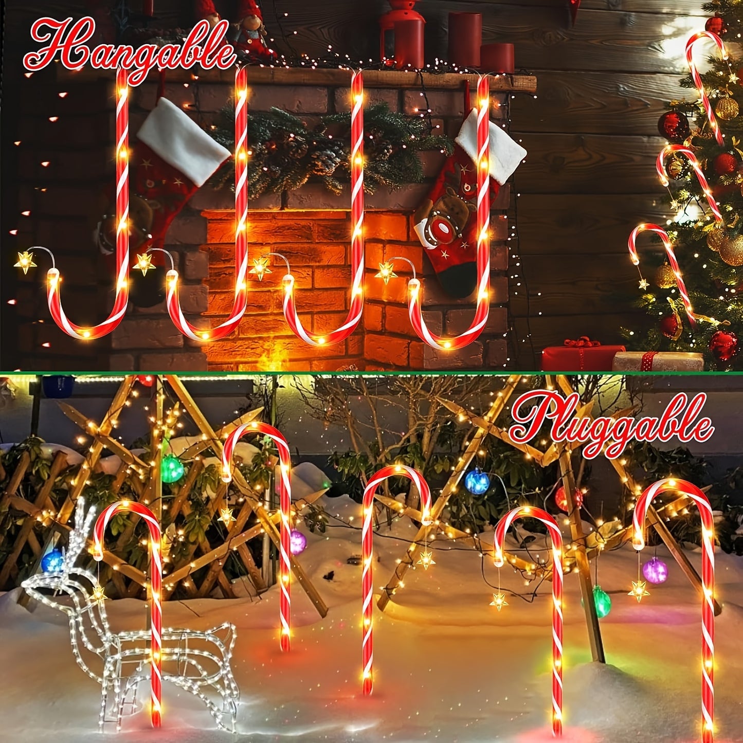 Solar-Powered Christmas Candy Cane Lights