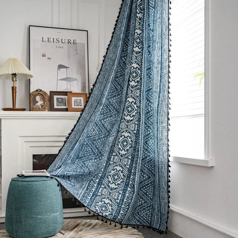 Vintage Geometric Cotton Curtains