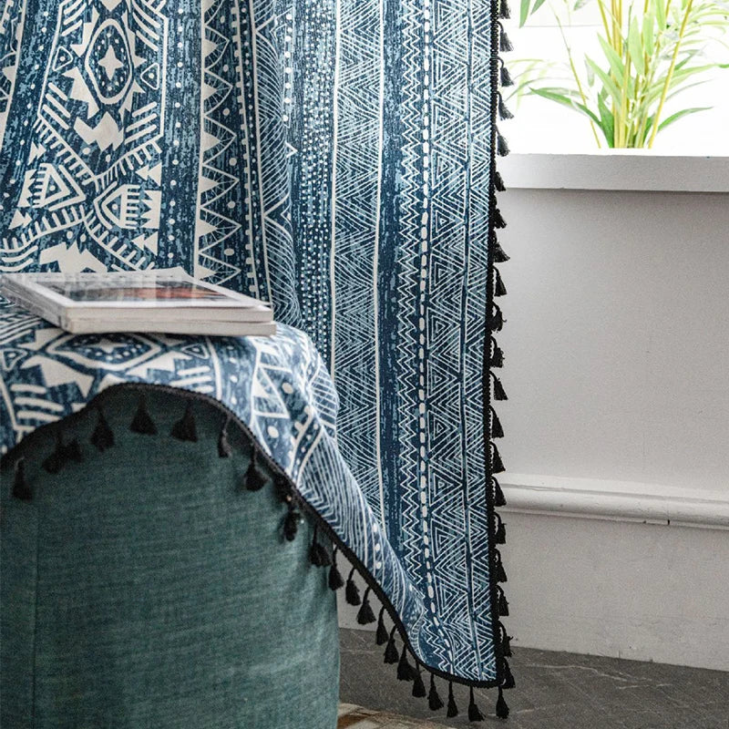 Vintage Geometric Cotton Curtains