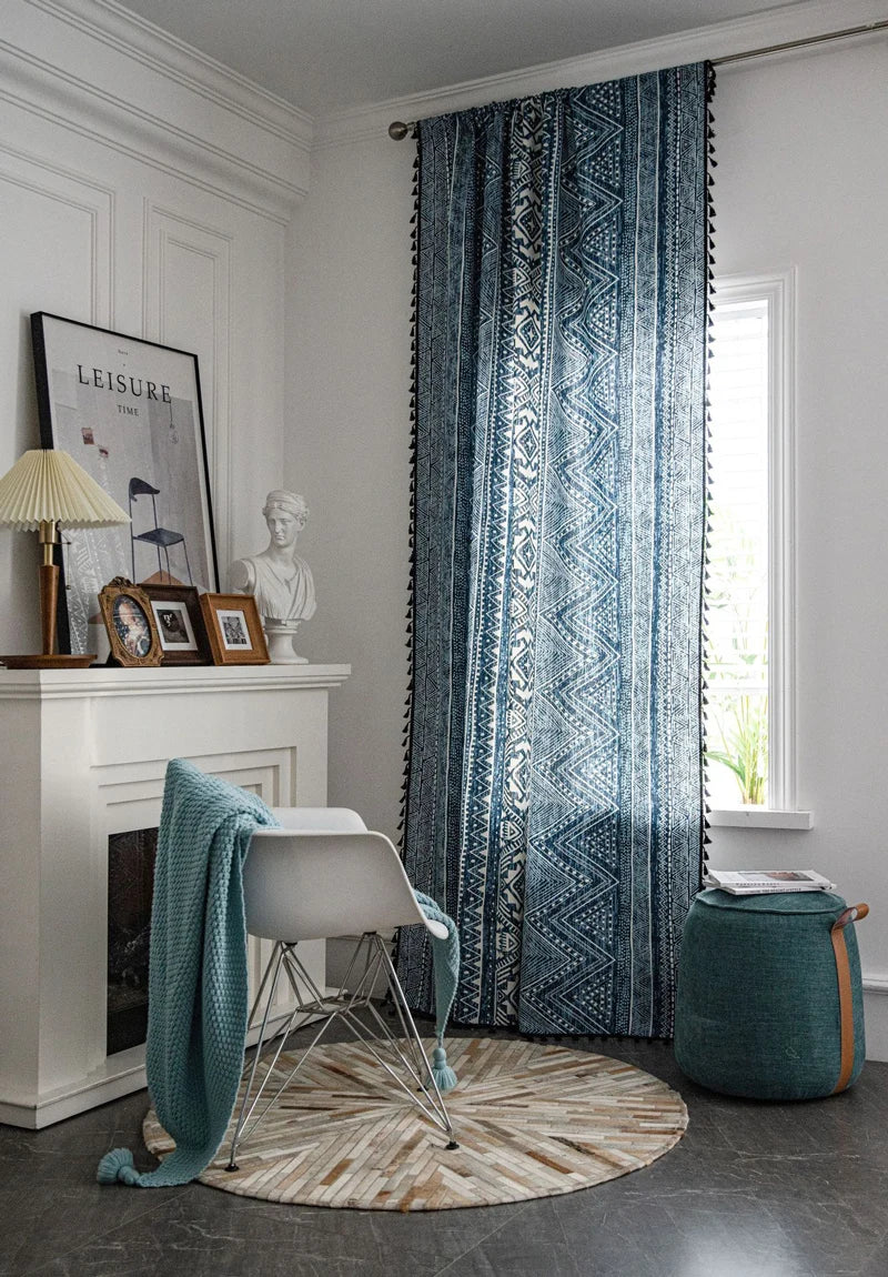 Vintage Geometric Cotton Curtains