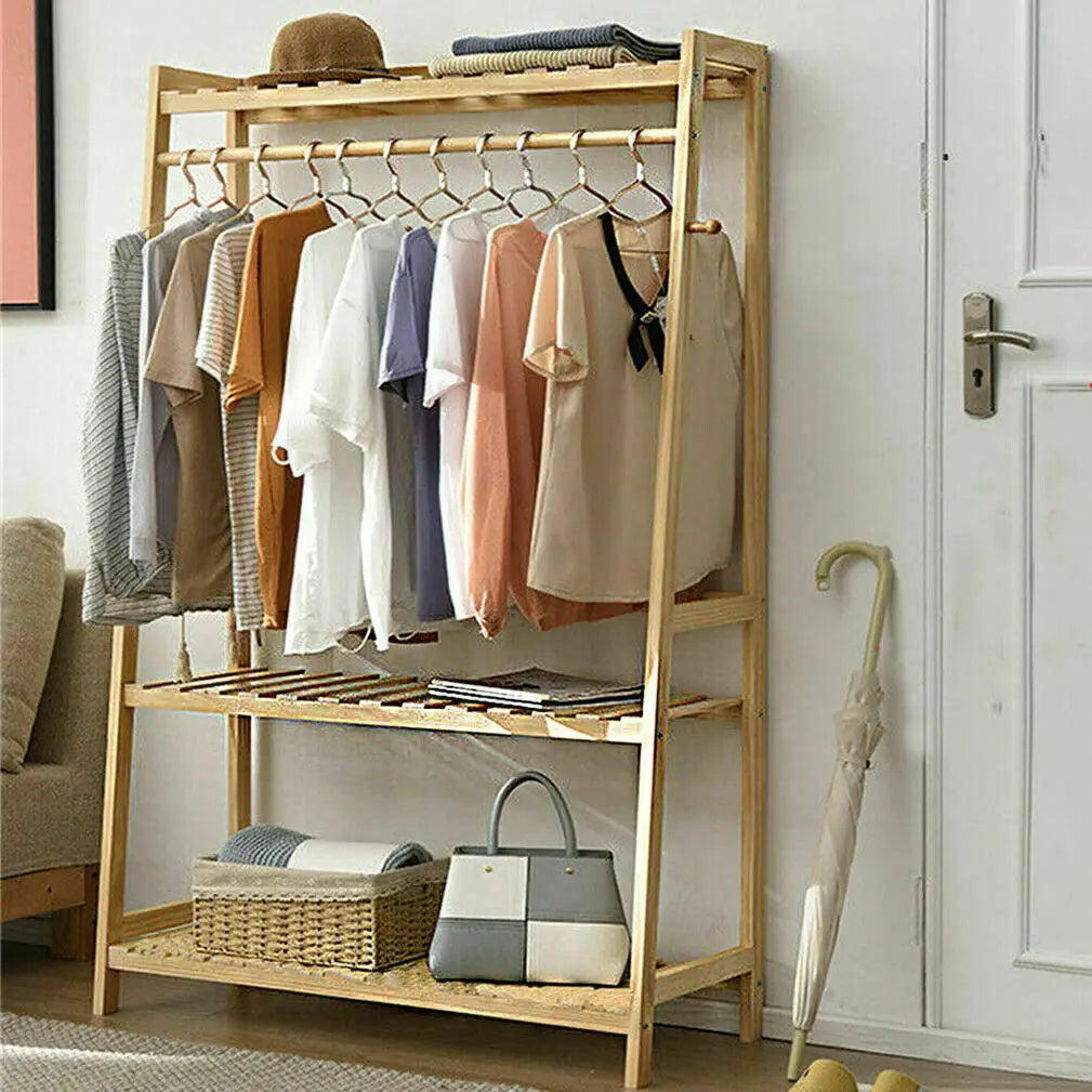 Bamboo Garment Coat Clothes Hanging  Rack