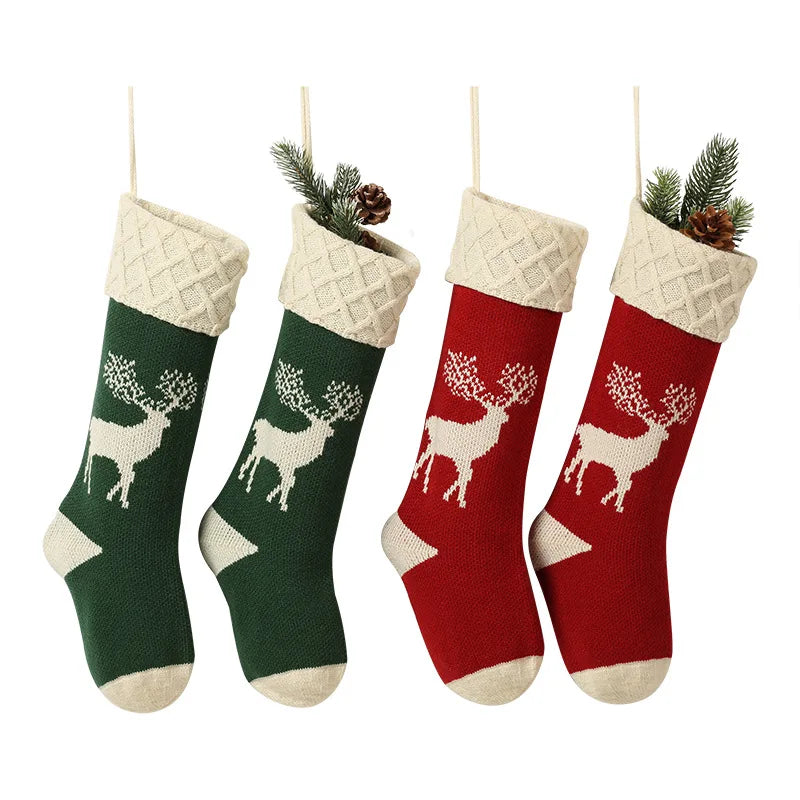 Red and Green Christmas Stockings Set