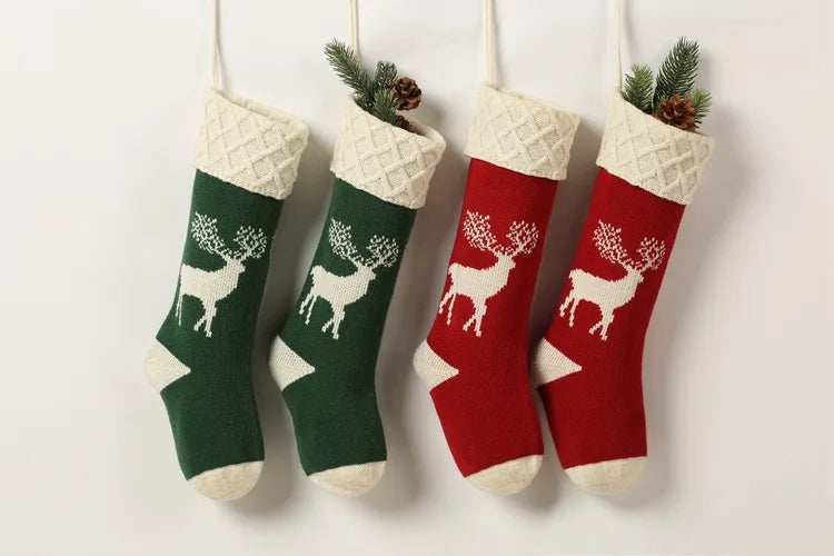 Red and Green Christmas Stockings Set