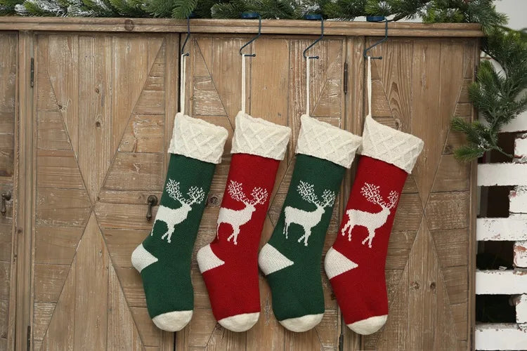 Red and Green Christmas Stockings Set