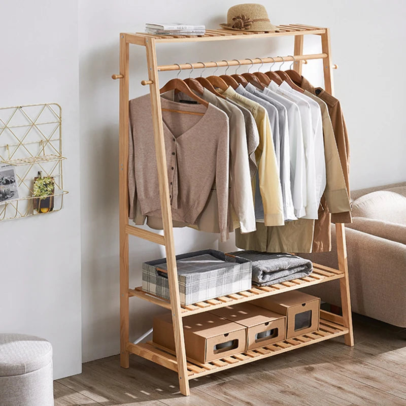 Bamboo Garment Coat Clothes Hanging  Rack