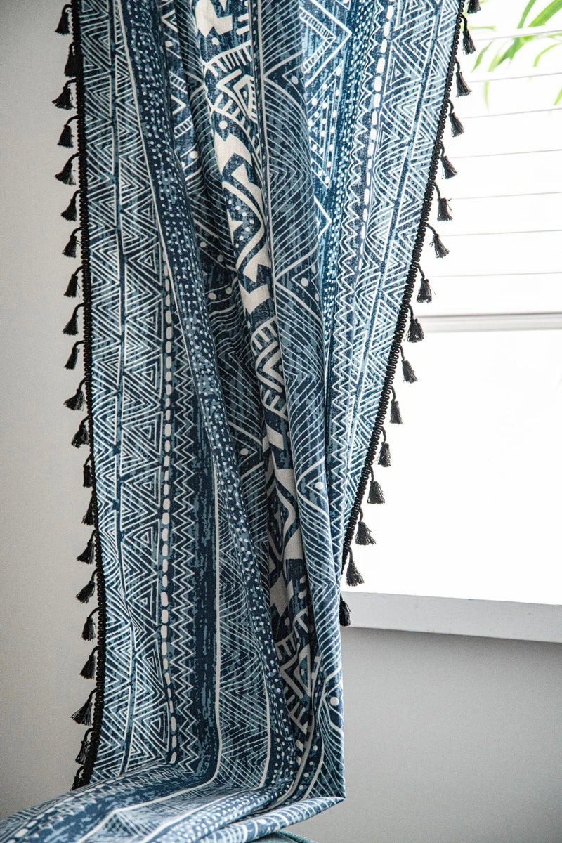 Vintage Geometric Cotton Curtains