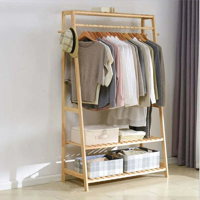 Bamboo Garment Coat Clothes Hanging  Rack