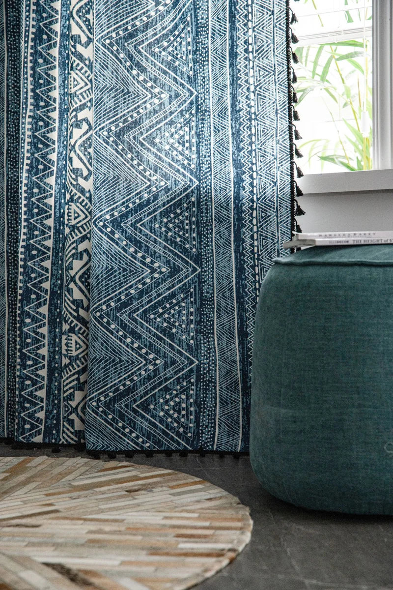 Vintage Geometric Cotton Curtains