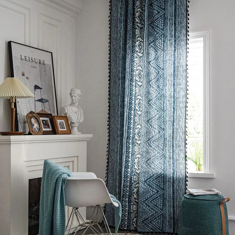 Vintage Geometric Cotton Curtains