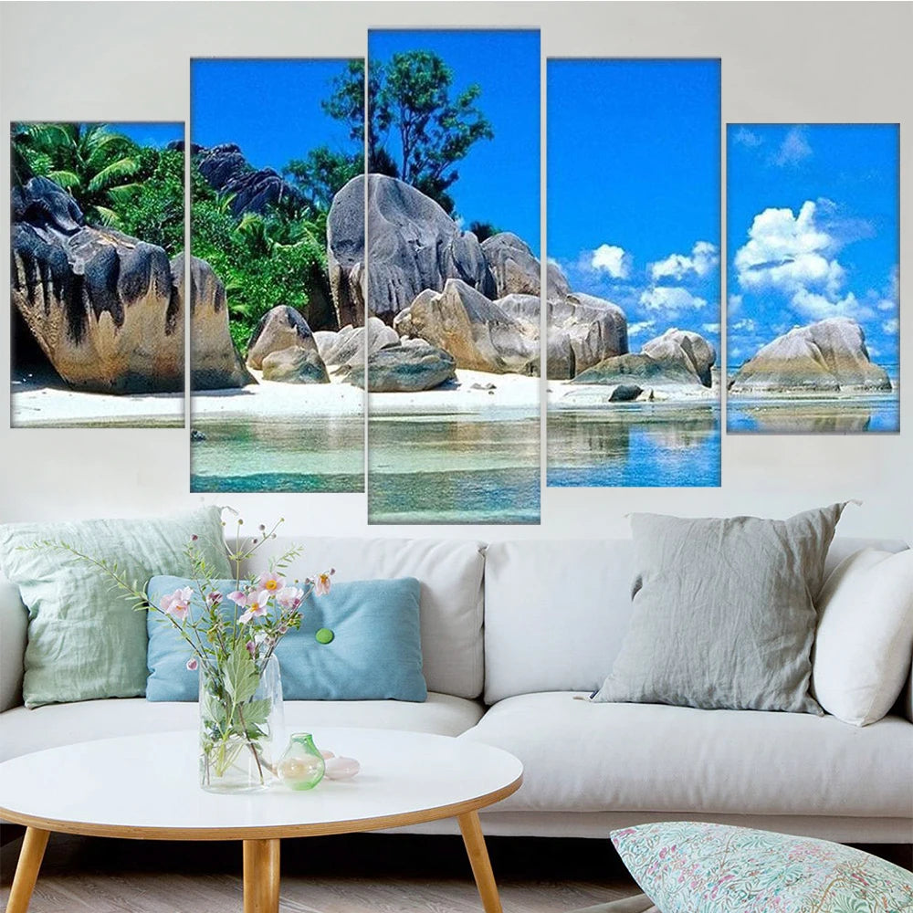 5 Pieces Wall Art Canvas Beach Island