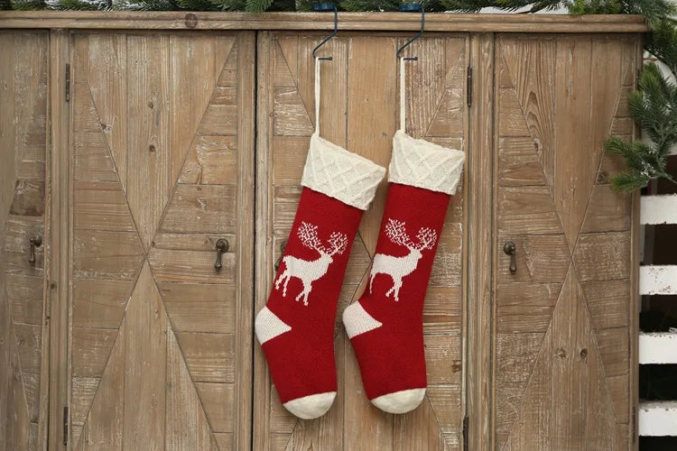 Red and Green Christmas Stockings Set