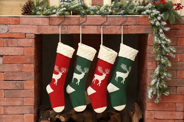 Red and Green Christmas Stockings Set