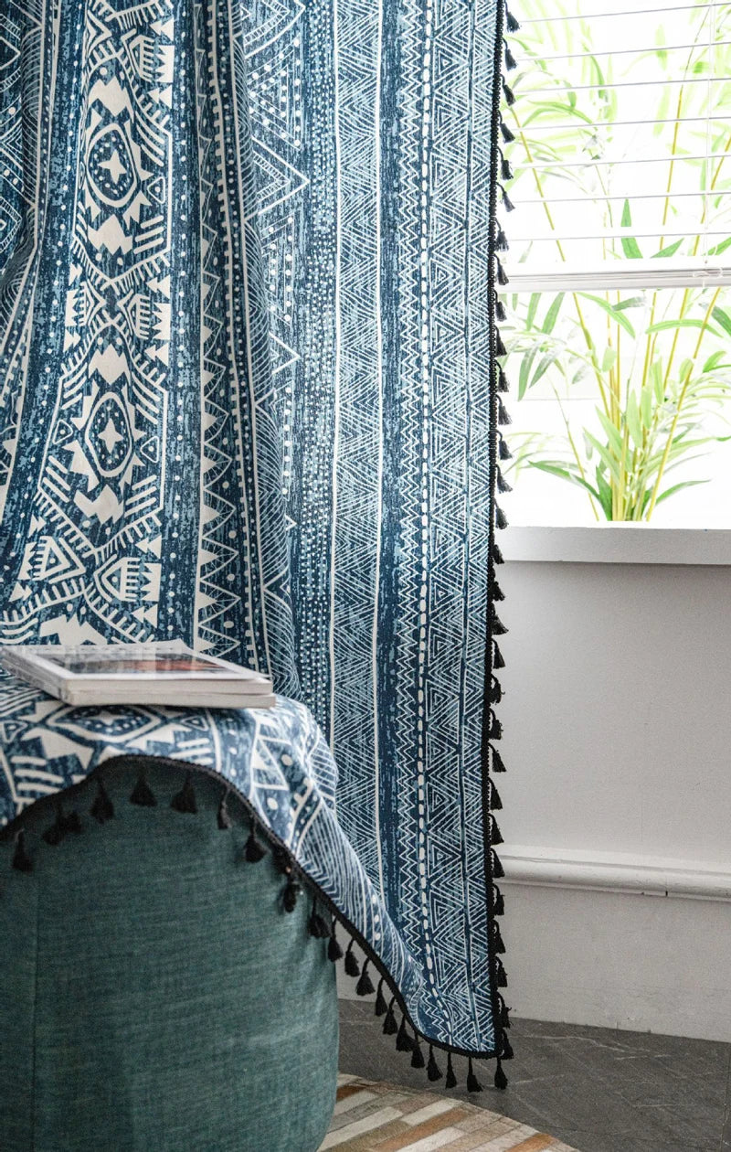 Vintage Geometric Cotton Curtains