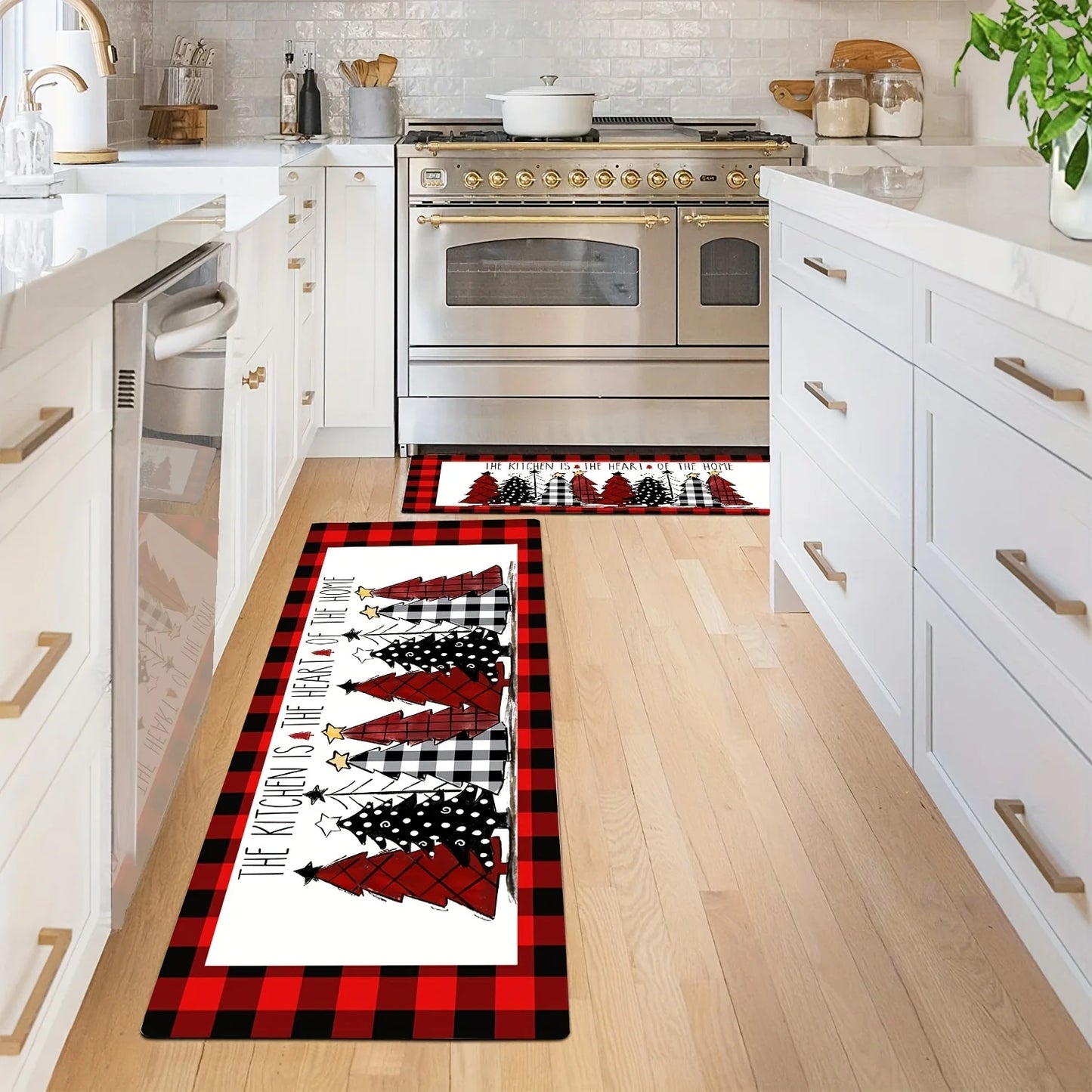 Christmas Black and Red Floor Mat