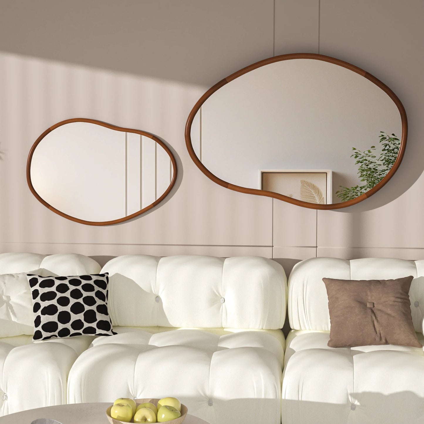 Wall Mirror with Irregular Wood Frame