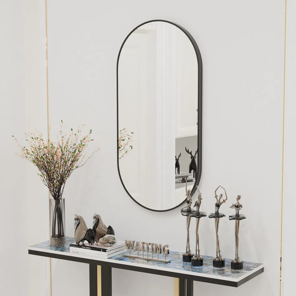 Modern Black Metal Framed Dressing Mirror