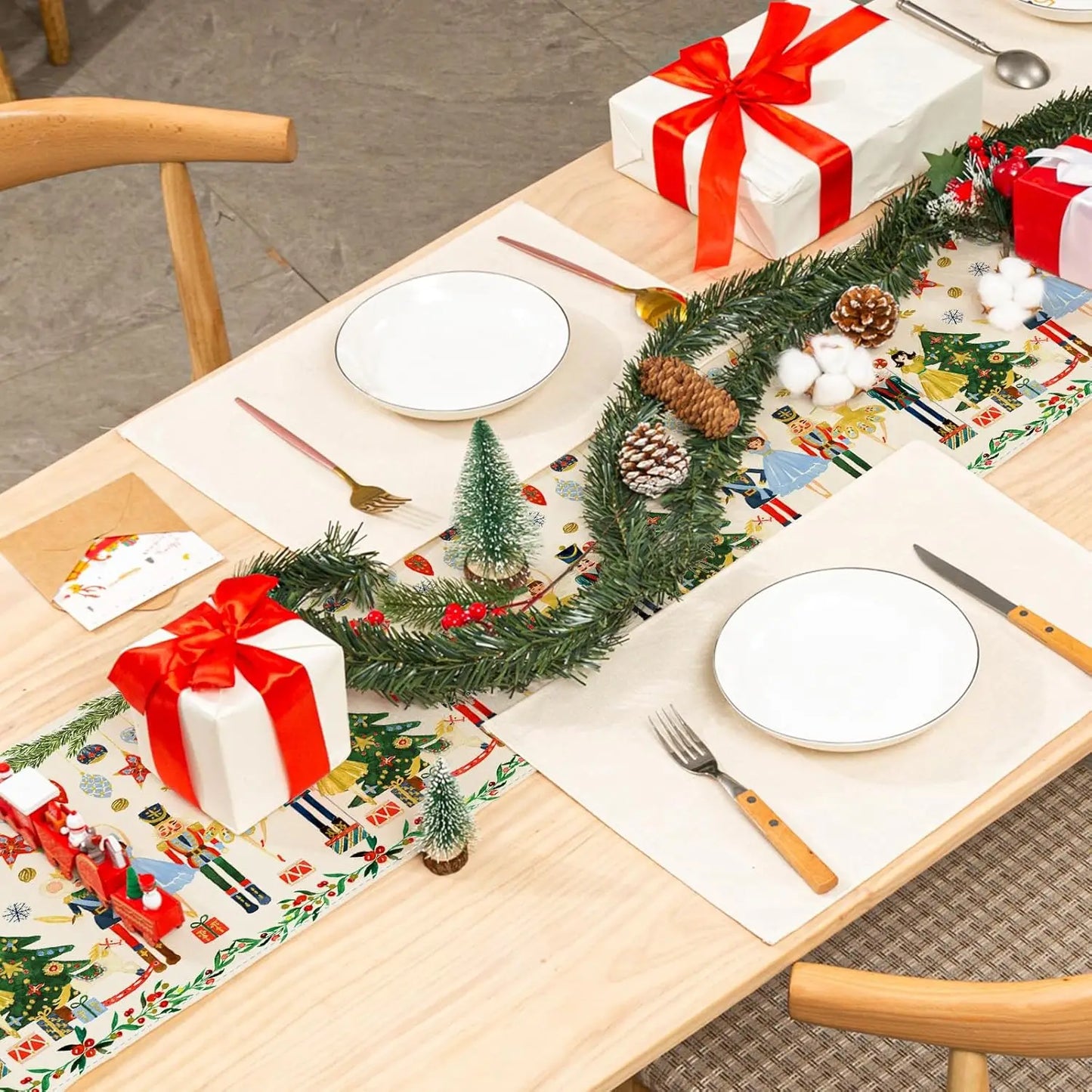 Christmas Nutcracker Linen Table Runner