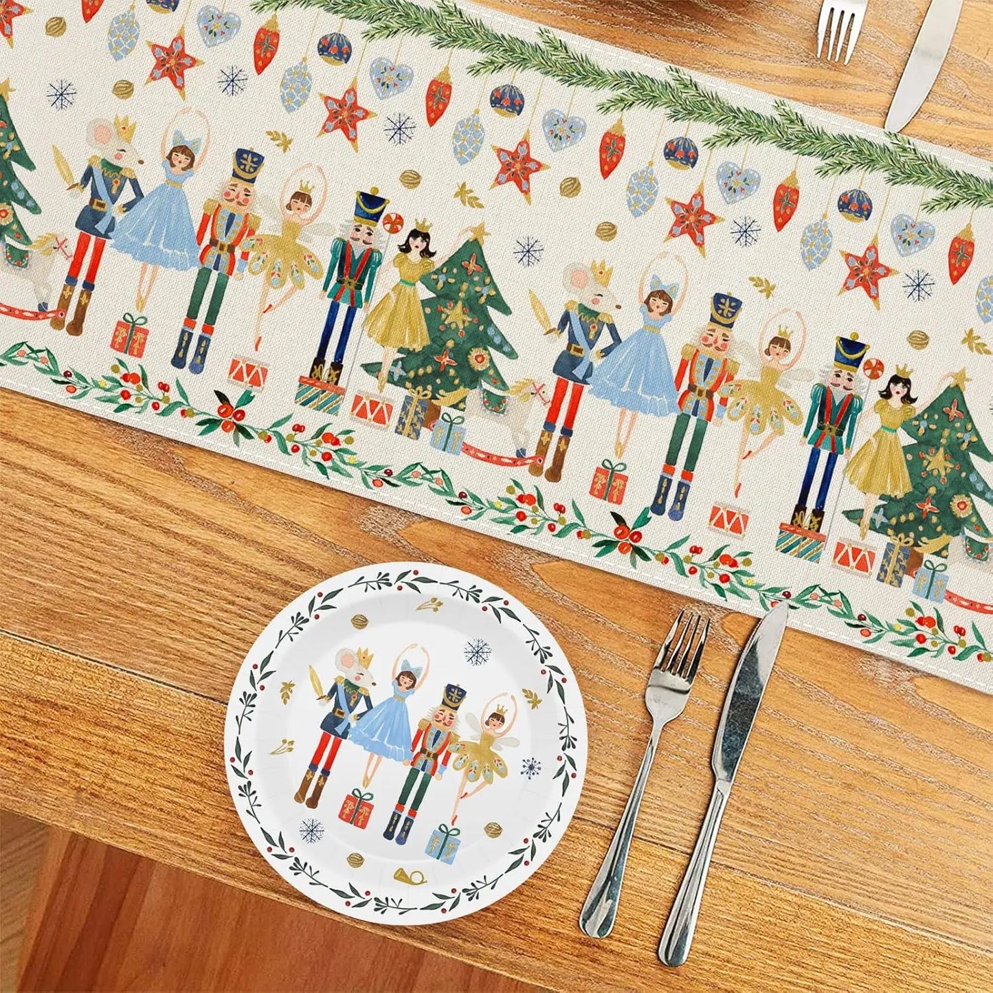 Christmas Nutcracker Linen Table Runner