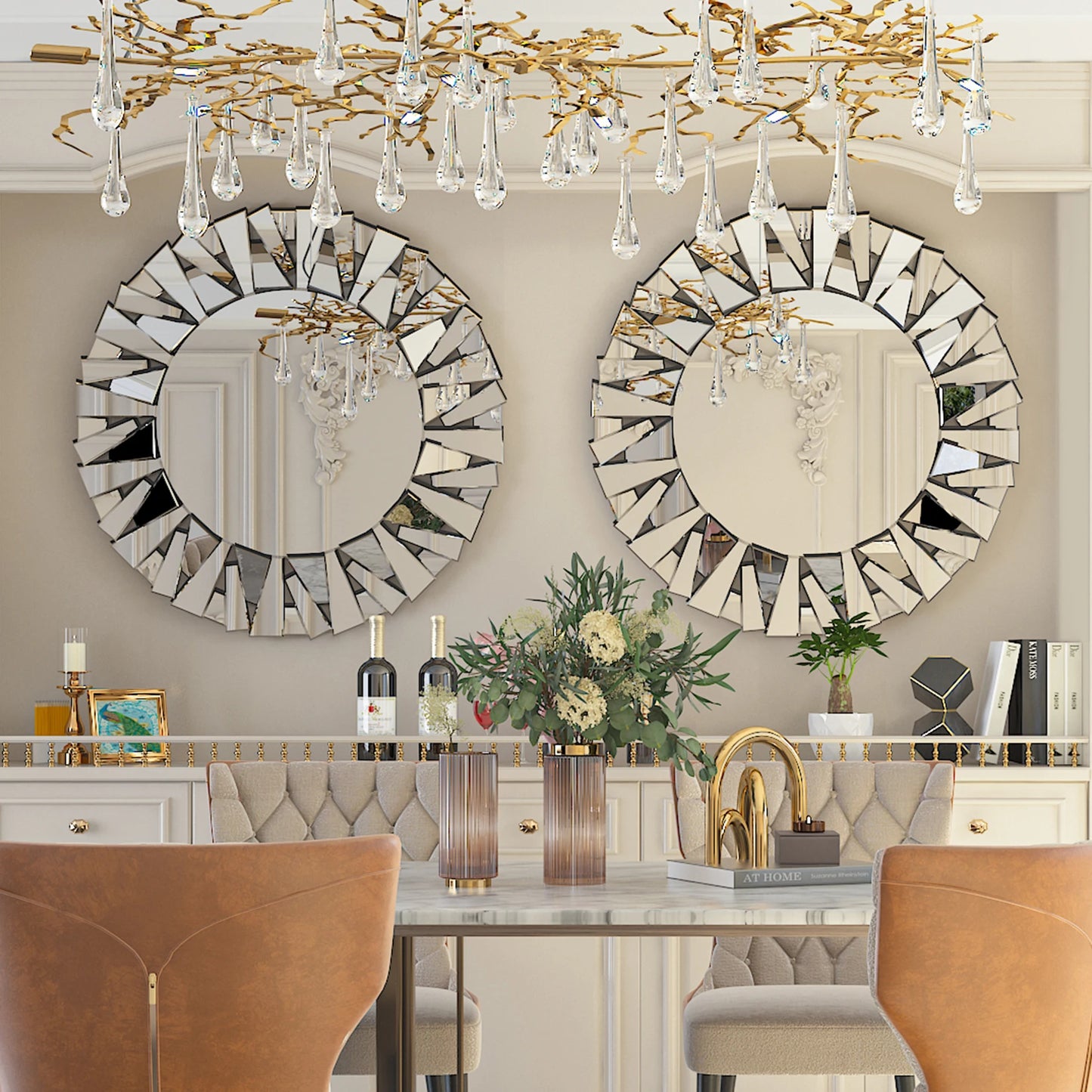 Decorative Round Sunburst Mirror