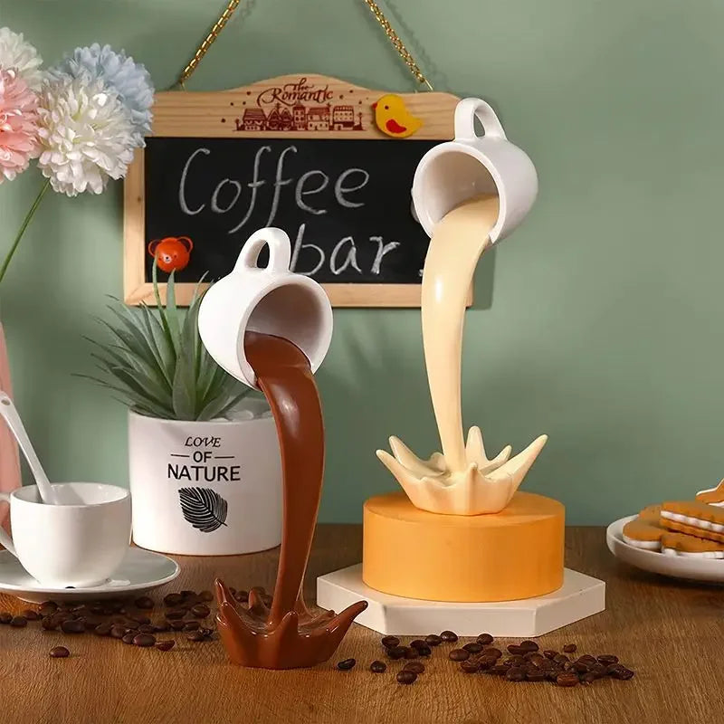 Floating Spilling Coffee Cup Sculpture