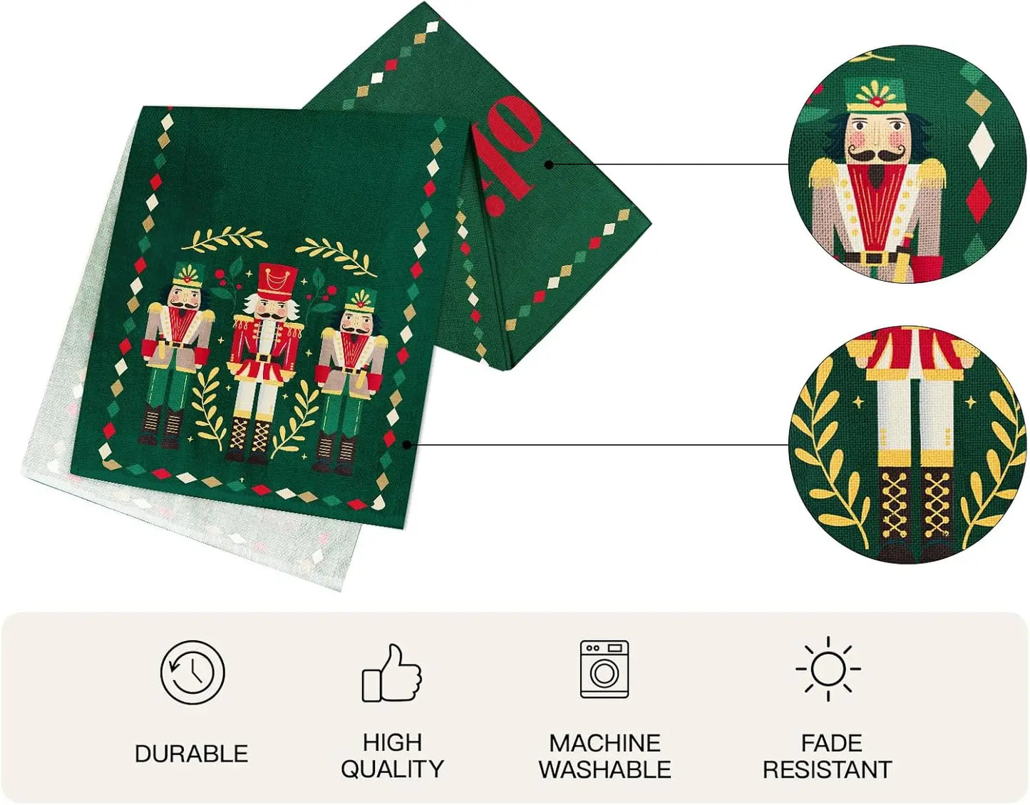 Christmas Nutcracker Linen Table Runner