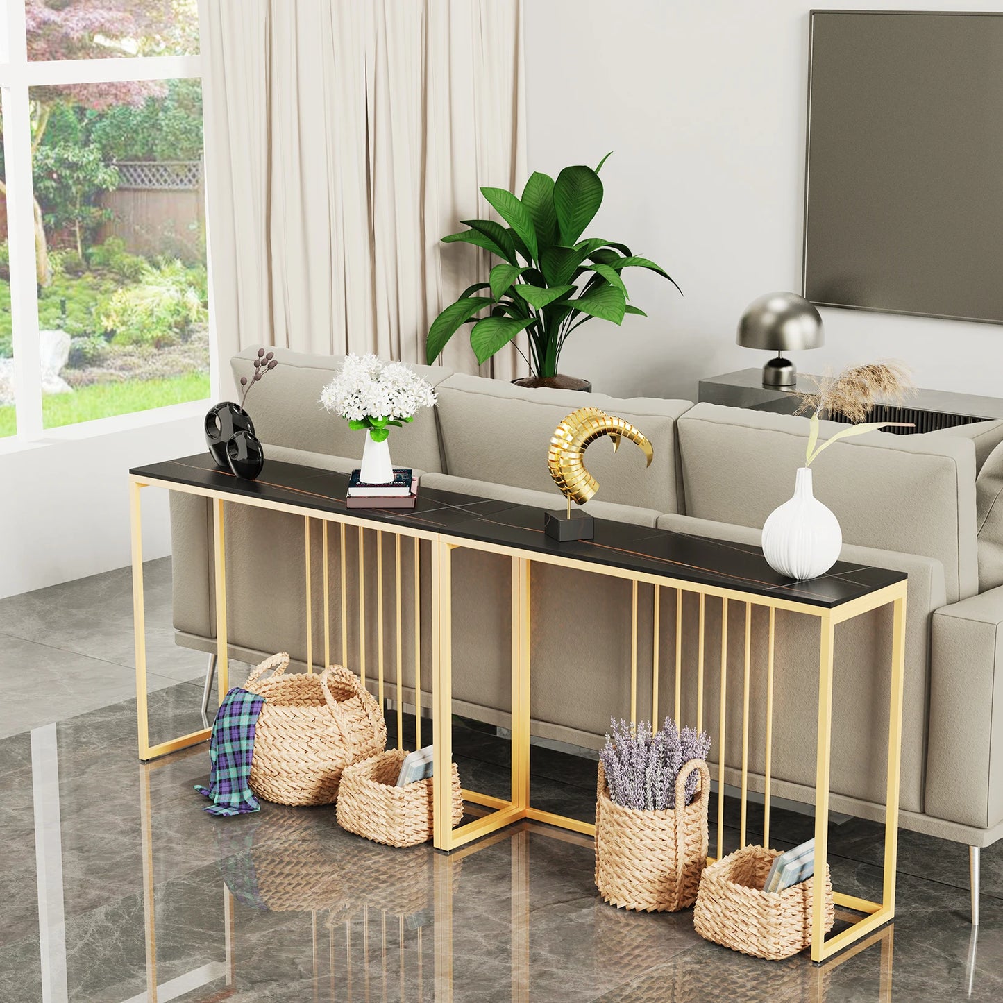 Modern Accent Console Marble Table