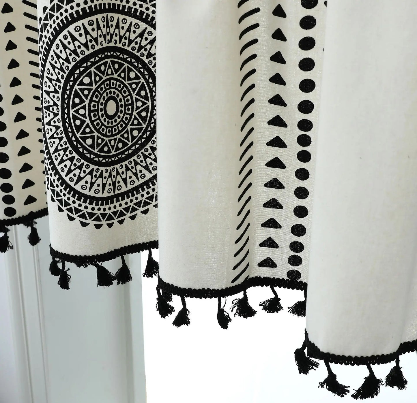 Beige Bohemian  Cotton Curtain