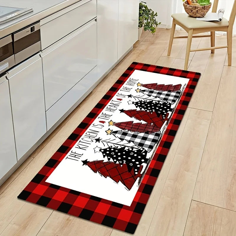 Christmas Black and Red Floor Mat