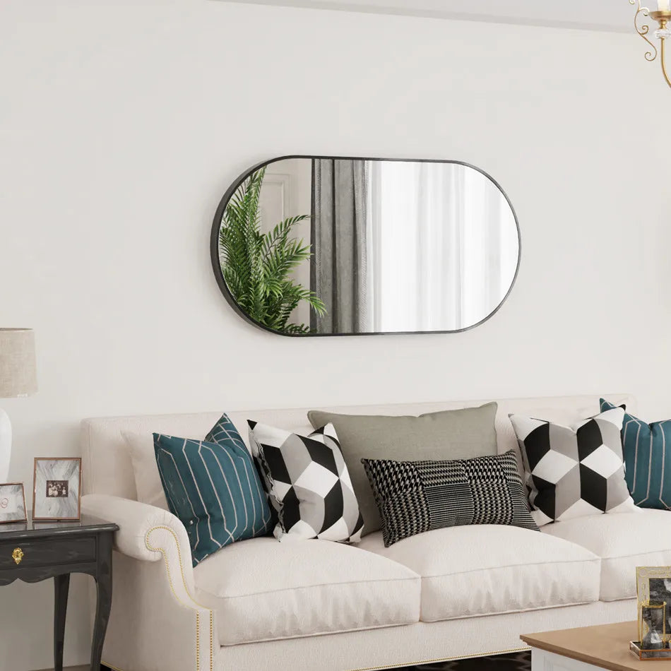 Modern Black Metal Framed Dressing Mirror