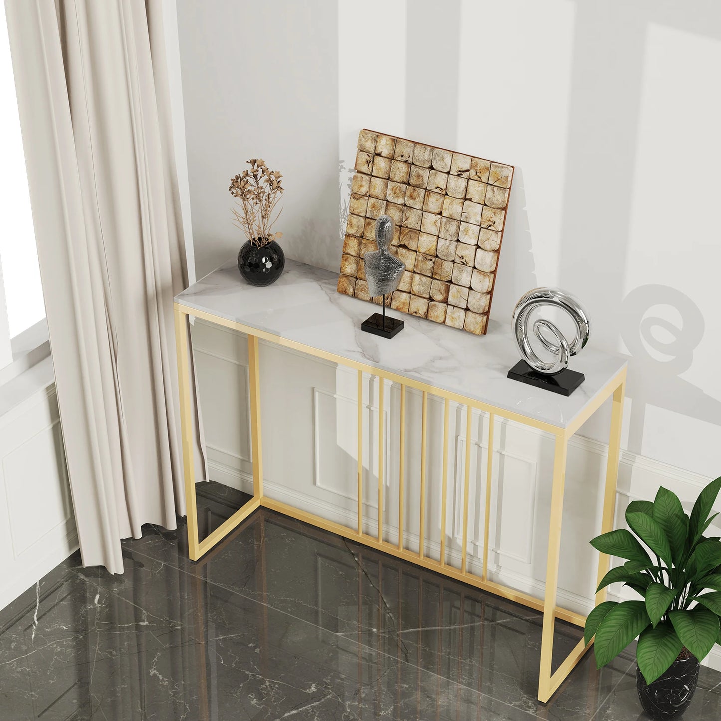 Modern Accent Console Marble Table