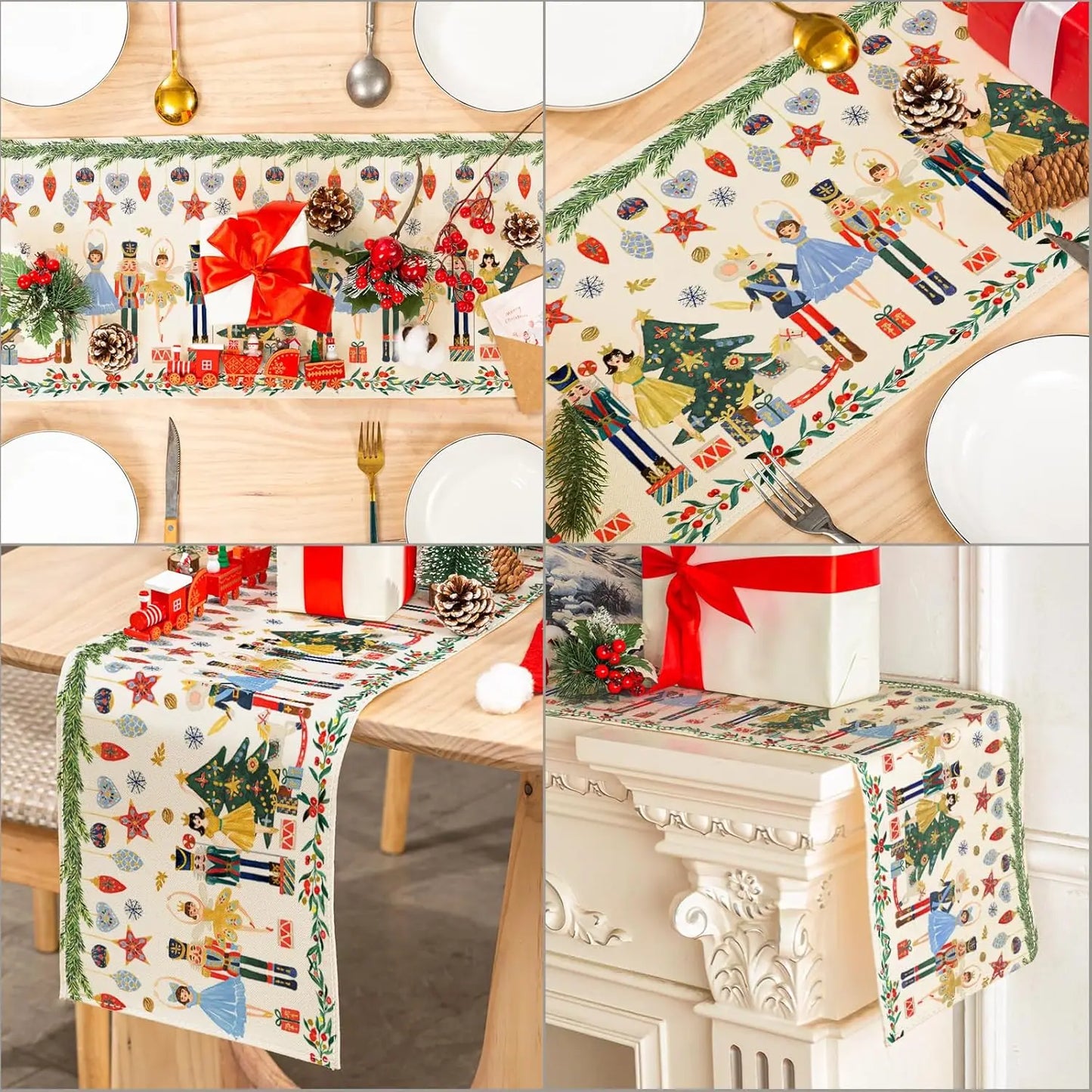 Christmas Nutcracker Linen Table Runner