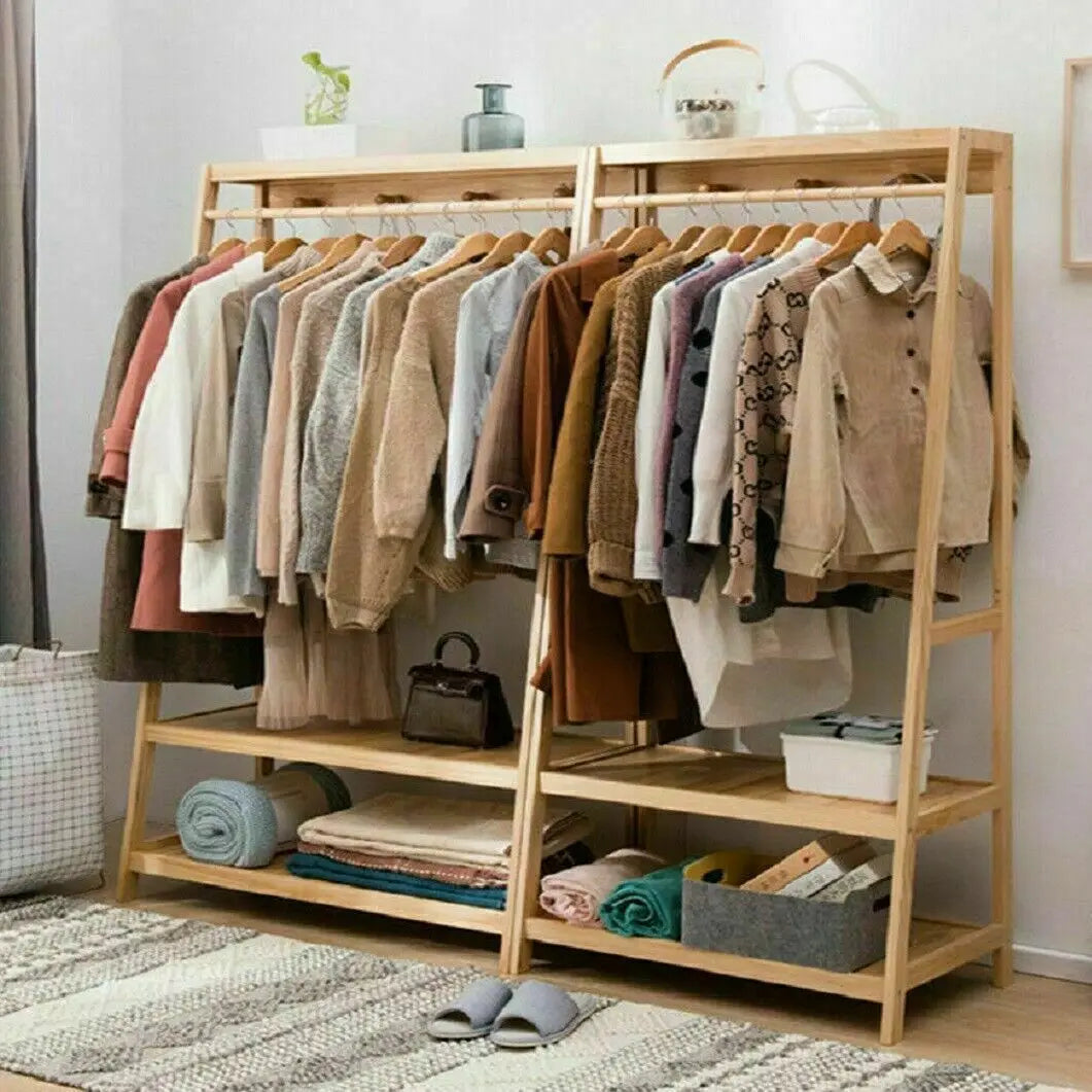 Bamboo Garment Coat Clothes Hanging  Rack