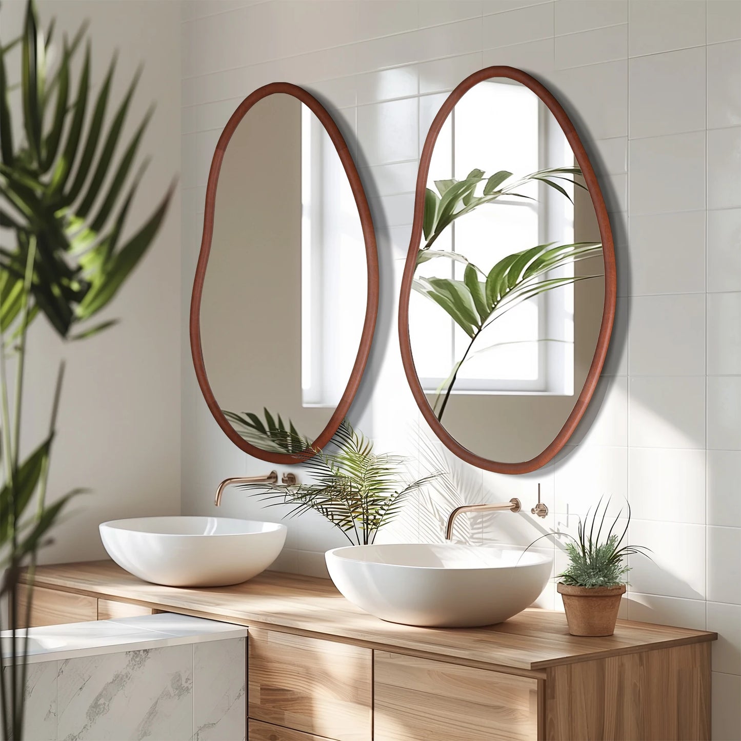 Wall Mirror with Irregular Wood Frame