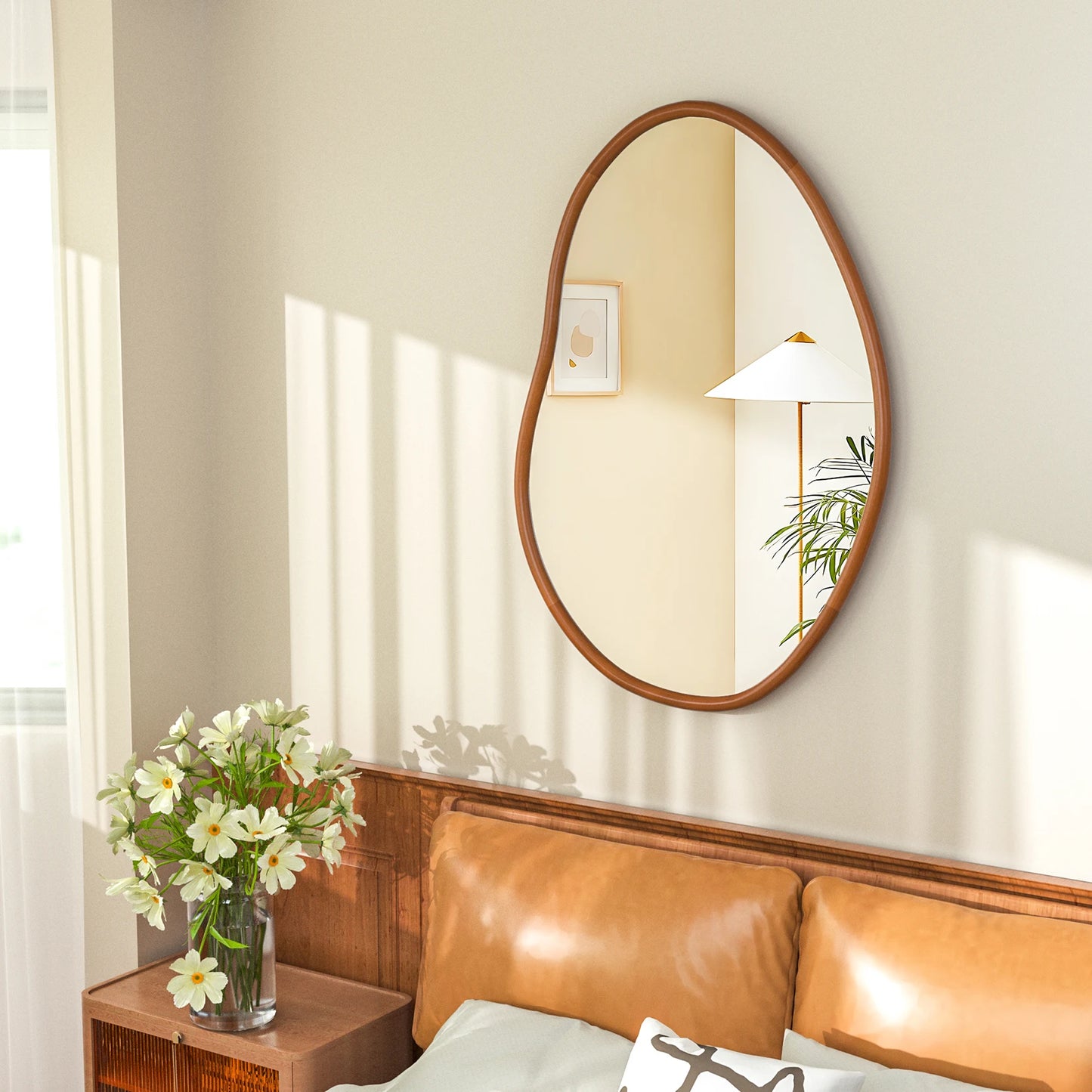 Wall Mirror with Irregular Wood Frame