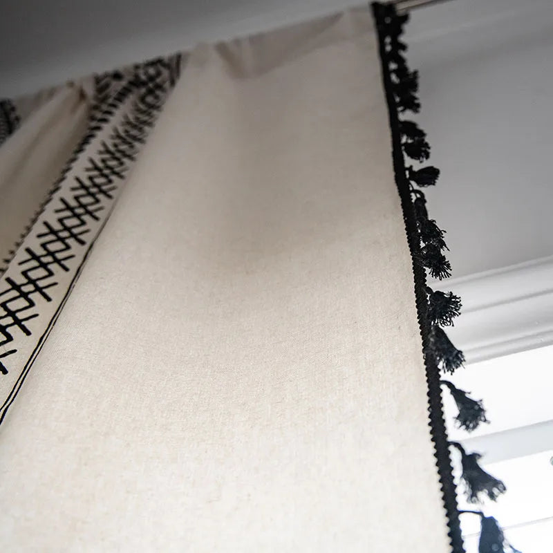 Beige Bohemian  Cotton Curtain